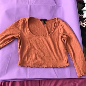 Light brown long sleeve crop top